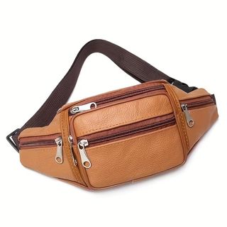 Riñonera imitación cuero marrón claro para hombre