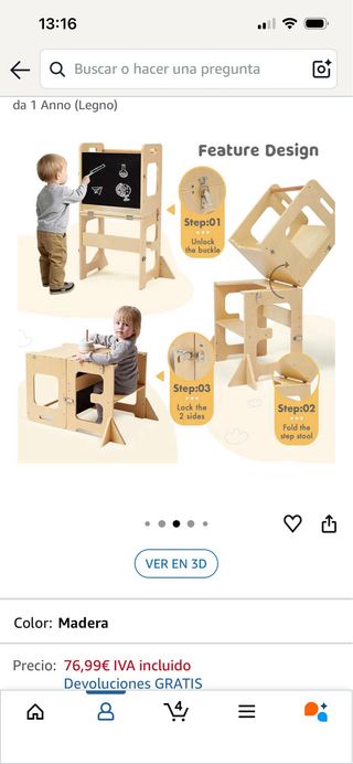 Torre aprendizaje y escritorio 2 en 1