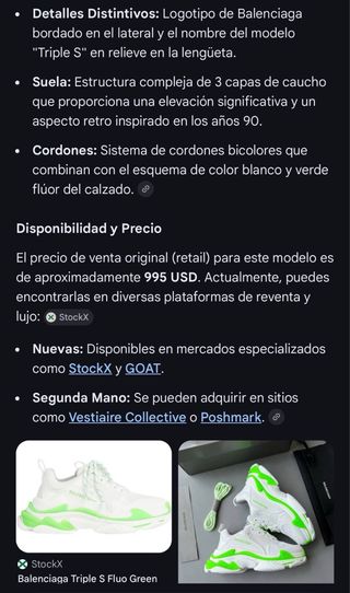 Balenciaga Triple S Talla 38 Verde/Blanco