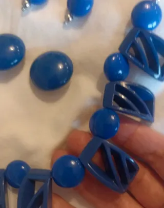 Conjunto Vintage Hecho a Mano Azul y Plata