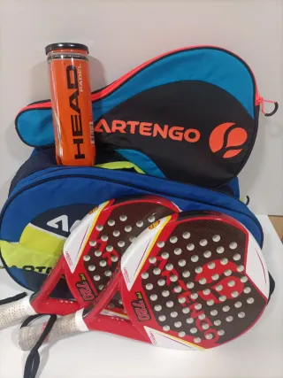 2 Racchette da Padel + Custodia + Zaino + Palle