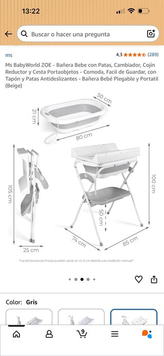 Bañera Bebé Plegable Ms BabyWorld ZOE Beige