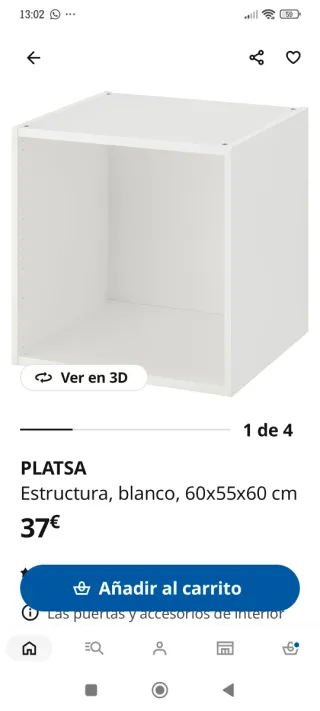 Puerta SANNNIDAL blanca 60x60 cm y cubos