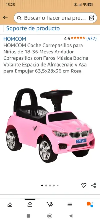 Coche Correpasillos HOMCOM Rosa