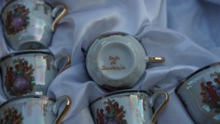 Juego café Bavaria en cesta de mimbre 57x36x14 cm