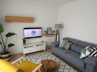 Sofá de 3 plazas azul/gris