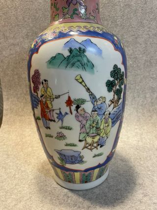 Jarrón chino porcelana multicolor