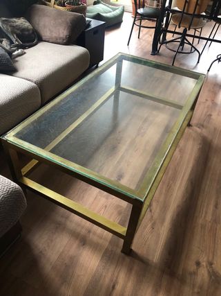 Mesa de centro latón y cristal