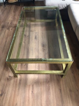 Mesa de centro latón y cristal