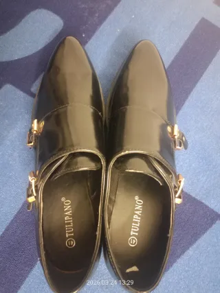 Scarpe Monk Strap Nere con Fibbia Oro n. 41