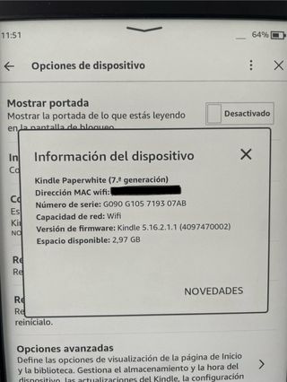 Kindle Paperwhite 7 + Funda  + cable de carga