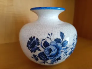 Botijo bucaro Cerámica Azul y Blanco Flores