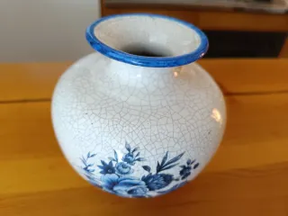 Botijo bucaro Cerámica Azul y Blanco Flores