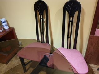 Mesa redonda cristal y metal con 4 sillas