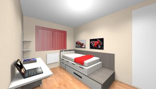 Habitación juvenil gris y blanca,