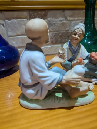Pareja Ancianos Porcelana Japonesa