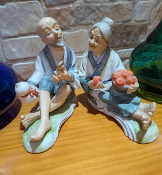 Pareja Ancianos Porcelana Japonesa
