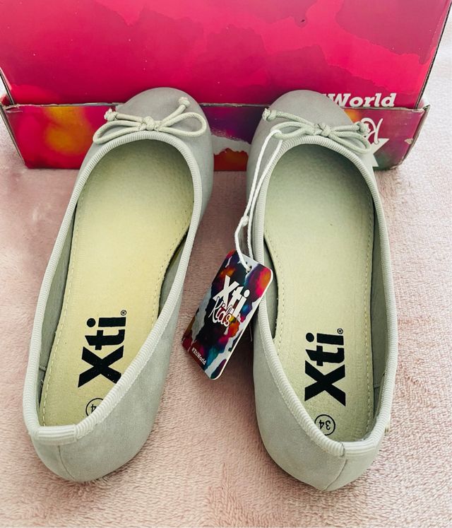 Bailarinas Xti Niña Talla 34 Gris Nuevas