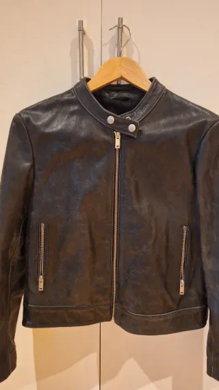 Cazadora Piel Negra Mango