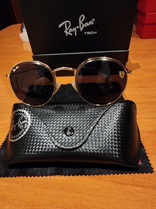 Gafas de Sol Ray-Ban Redondas Doradas Negras