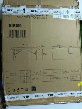 Mesa picnic plegable en resina 180x74x74 cm