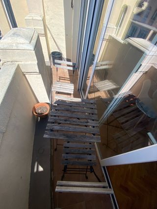 Conjunto mesa y 2 sillas jardín madera