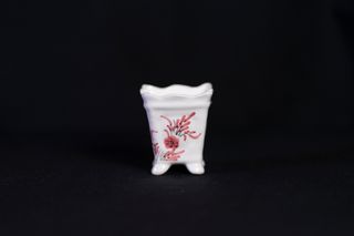 Cesto Cerámica Blanco Flores Rosas