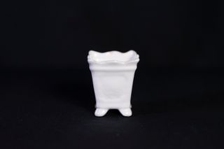 Cesto Cerámica Blanco Flores Rosas