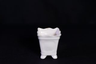 Cesto Cerámica Blanco Flores Rosas