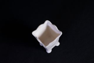 Cesto Cerámica Blanco Flores Rosas