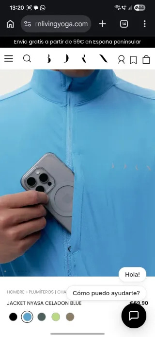 Cortavientos unisex Nyasa Born Living Yoga Azul