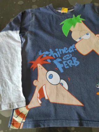 Camiseta Phineas y Ferb niño manga larga 10 años