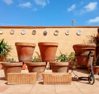 6Macetas45cm, 1Soporte, 2Jardineras50cm Terracotta