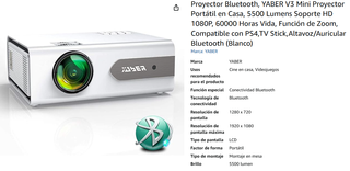 Proyector YABER V3 HD Bluetooth Blanco