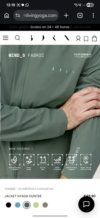 Cortavientos Nyasa Born Living Yoga Verde