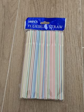 100 Pajitas Flexibles Multicolor