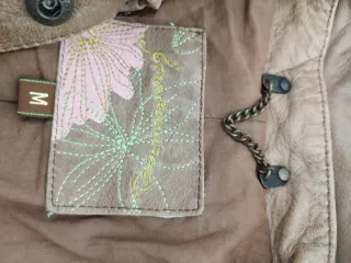 Cazadora Piel Vintage Beige/Marrón