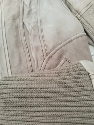 Cazadora Piel Vintage Beige/Marrón