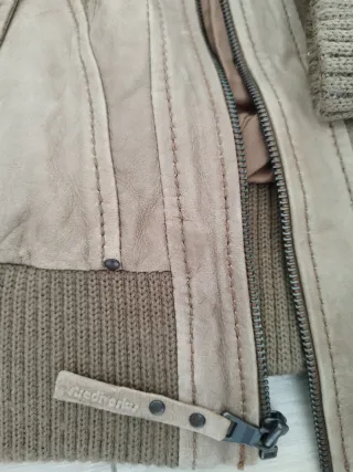 Cazadora Piel Vintage Beige/Marrón