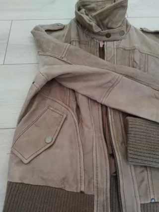 Cazadora Piel Vintage Beige/Marrón