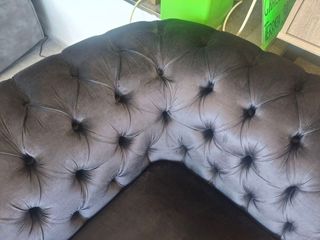 Sofá Chester Terciopelo Negro/Gris