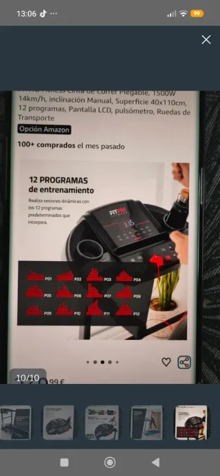 Cinta de correr FITFIU Fitness