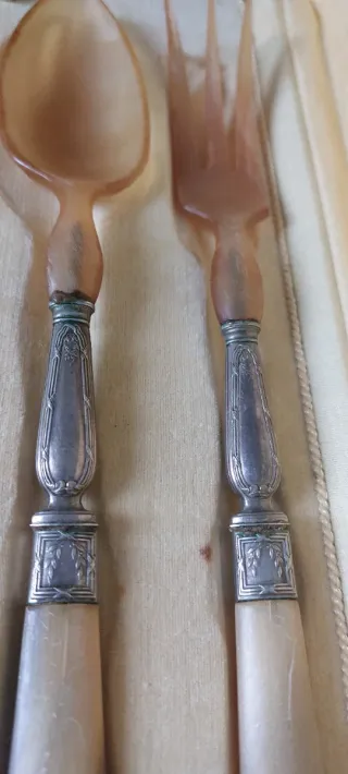 Set Cubiertos Servir Madera y Metal