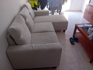 Sofá 3 plazas gris tela