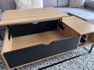 Mesa Centro Elevable negro Roble 110Cm como nueva