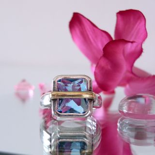 Anillo Plata Piedra Azul Ajustable