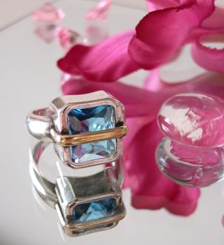 Anillo Plata Piedra Azul Ajustable