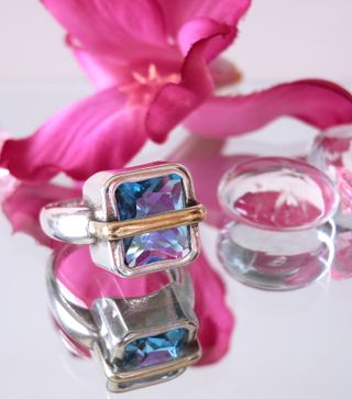 Anillo Plata Piedra Azul Ajustable