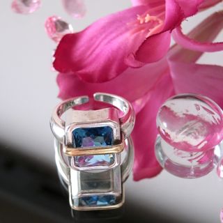 Anillo Plata Piedra Azul Ajustable