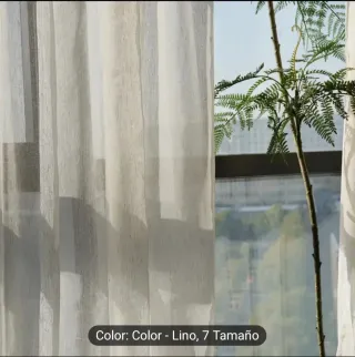 Cortinas Lino Beige/Blanco Semitransparentes